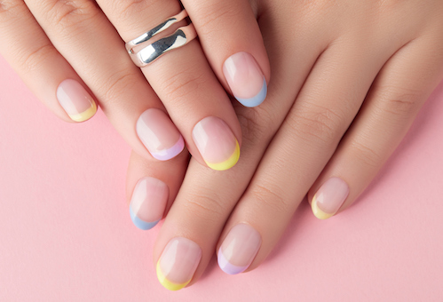 Rose Beauty Nails colorful French manicure